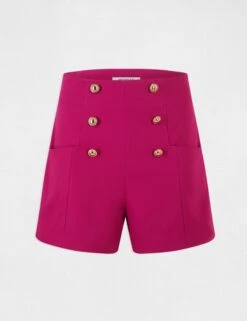 Short City Droit à Ponts Framboise Femme -EllePort Soldes short city droit a ponts framboise femme vue3 32536300941660502