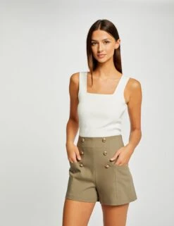 Short City Droit à Ponts Vert Moyen Femme -EllePort Soldes short city droit a ponts vert moyen femme vue5 32536300941660608