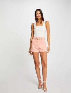 Short City Droit Avec Ornement Rose Moyen Femme