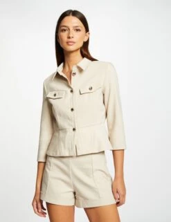 Short City Droit Taille Haute Beige Femme -EllePort Soldes short city droit taille haute beige femme vue5 32536300941680202