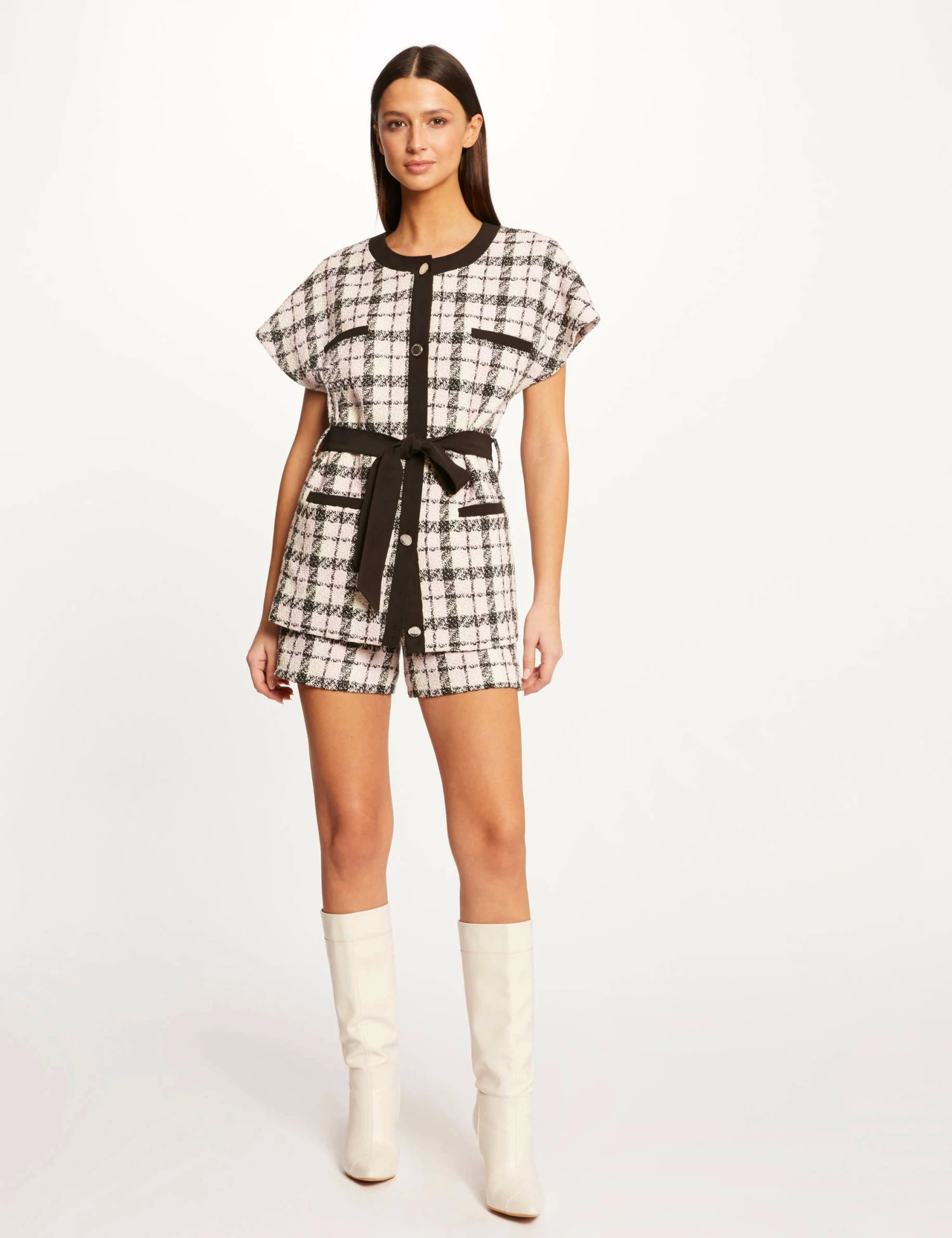 Short Droit à Carreaux Multico Femme 1 Short Droit à Carreaux Multico Femme