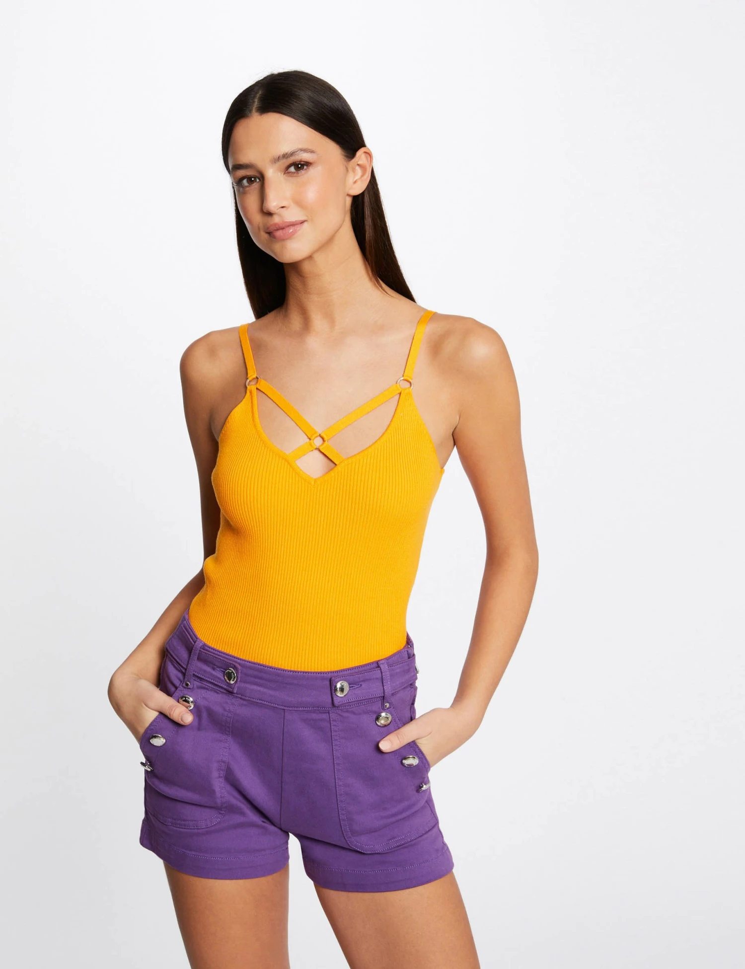 Short Droit à Ponts Violet Fonce Femme 3 Short Droit à Ponts Violet Fonce Femme – Image 3