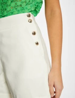 Short Droit Fluide à Ponts Ecru Femme -EllePort Soldes short droit fluide a ponts ecru femme vue4 32536300938200201