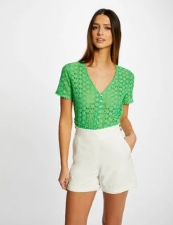 Short Droit Fluide à Ponts Ecru Femme -EllePort Soldes short droit fluide a ponts ecru femme vue5 32536300938200201
