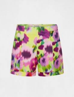 Short Droit Satin Imprimé Abstrait Multico Femme -EllePort Soldes short droit satin imprime abstrait multico femme vue3 32536300929460900