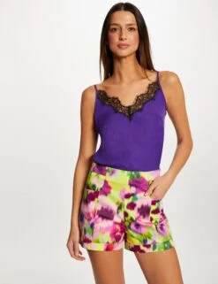 Short Droit Satin Imprimé Abstrait Multico Femme -EllePort Soldes short droit satin imprime abstrait multico femme vue5 32536300929460900