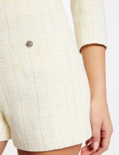 Short Droit Taille Haute Jaune Femme -EllePort Soldes short droit taille haute jaune femme vue4 32536300946640400