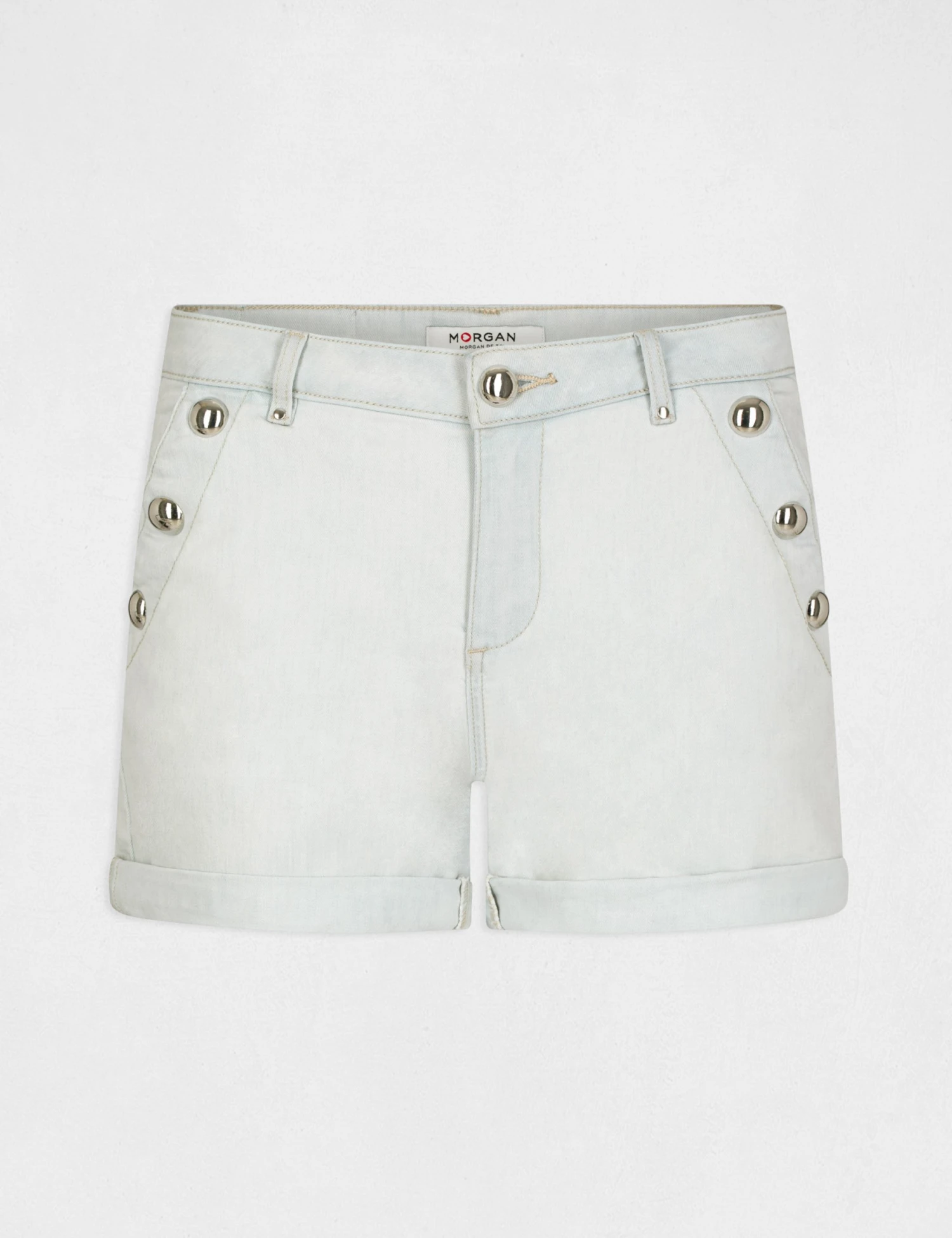 Short Slim En Jean à Pont Jean Bleached Femme 4 Short Slim En Jean à Pont Jean Bleached Femme – Image 4