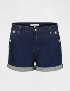 Short Slim En Jean à Pont Jean Brut Femme -EllePort Soldes short slim en jean a pont jean brut femme vue3 32536300816940305