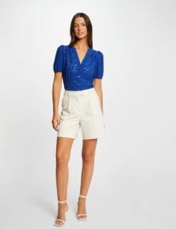 T-shirt Manches Courtes à Broderie Bleu Electrique Femme 7 T-shirt Manches Courtes à Broderie Bleu Electrique Femme -EllePort Soldes t shirt manches courtes a broderie bleu electrique femme vue5 32536300962690314