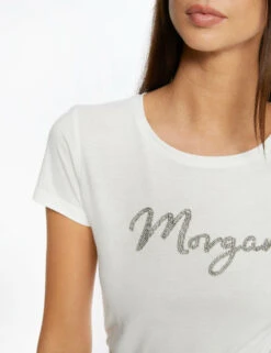 T-shirt Manches Courtes à Inscription Ecru Femme 9 T-shirt Manches Courtes à Inscription Ecru Femme -EllePort Soldes t shirt manches courtes a inscription ecru femme vue4 32536300931030201