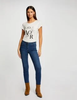 T-shirt Manches Courtes Ecru Femme -EllePort Soldes t shirt manches courtes ecru femme vue5 32536300930930201