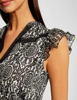 T-shirt Manches Courtes Imprimé Foulard Multico Femme -EllePort Soldes t shirt manches courtes imprime foulard multico femme vue4 32536300954560900