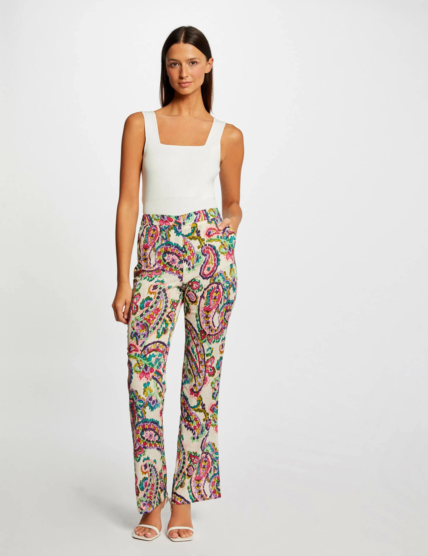 EllePort Soldes -EllePort Soldes pantalon droit fluide imprime cachemire multico femme vue1 32536300942320900